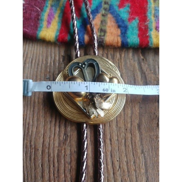 Vintage Handcrafted Love Charm Bolo Tie // Abstract Western String Tie - Picture 6 of 10